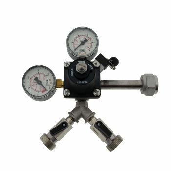 CO2-meter 0-6 bar werkdruk 7 bar 2 uitgangen 3/4 buitendraad met afsluitkranen