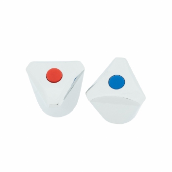Knop chroom 2 stuks met 1 x blauwe en 1 rode afdicht dop