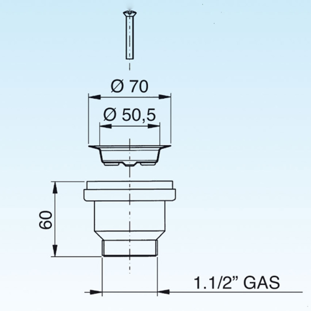 Afvoerplug 50 mm plastic voor in spoelbak