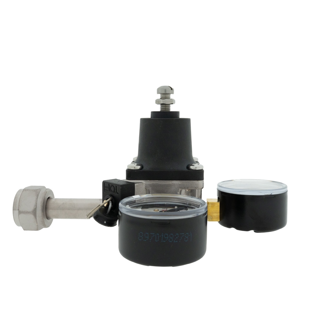 CO2-meter 0-10 bar werkdruk 7 bar 1 Uitgang 1/4 binnendraad met afsluitkraan