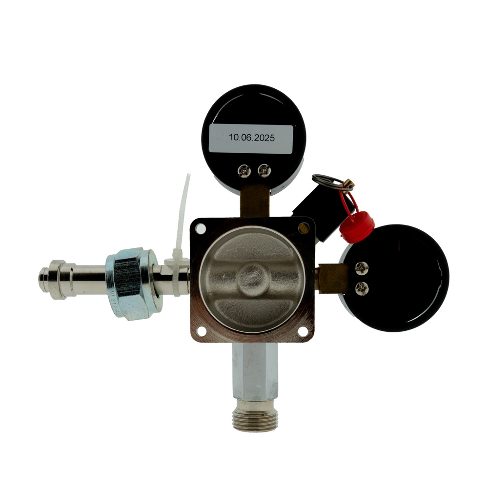 CO2-meter 0-10 bar werkdruk 7 bar 1 Uitgang 5/8 buitendraad met afsluitkraan