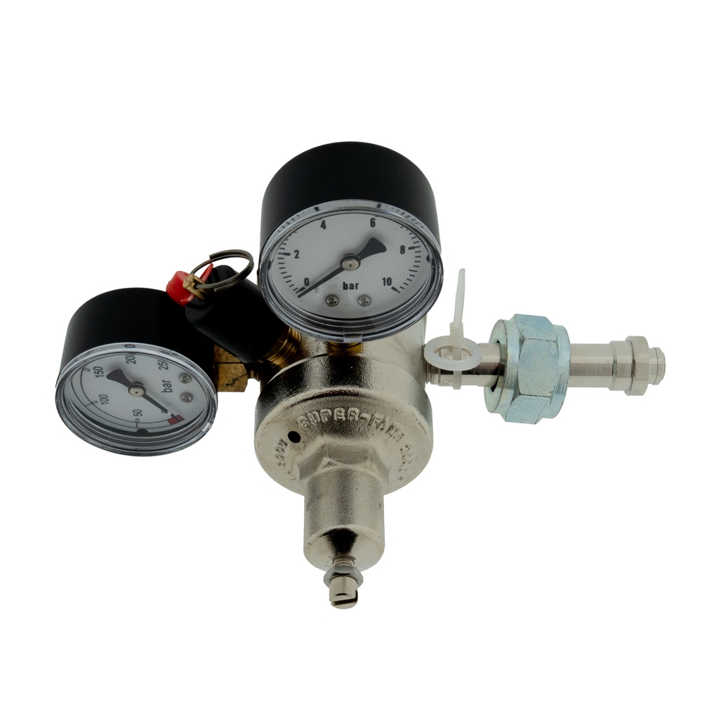 CO2-meter 0-10 bar werkdruk 7 bar 1 Uitgang 5/8 buitendraad met afsluitkraan