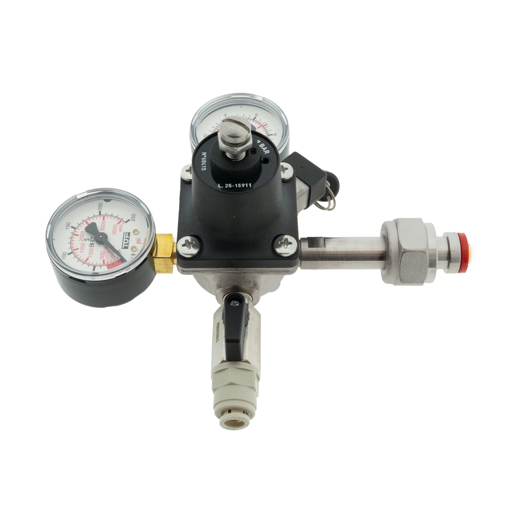 CO2-meter 0-10 bar werkdruk 7 bar 1 Uitgang JG 5/16 insteek met afsluitkraan