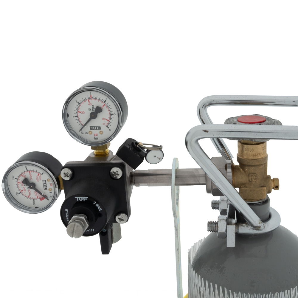CO2-meter 0-6 bar werkdruk 3 bar 1 Uitgang 1/4 binnendraad met afsluitkraan