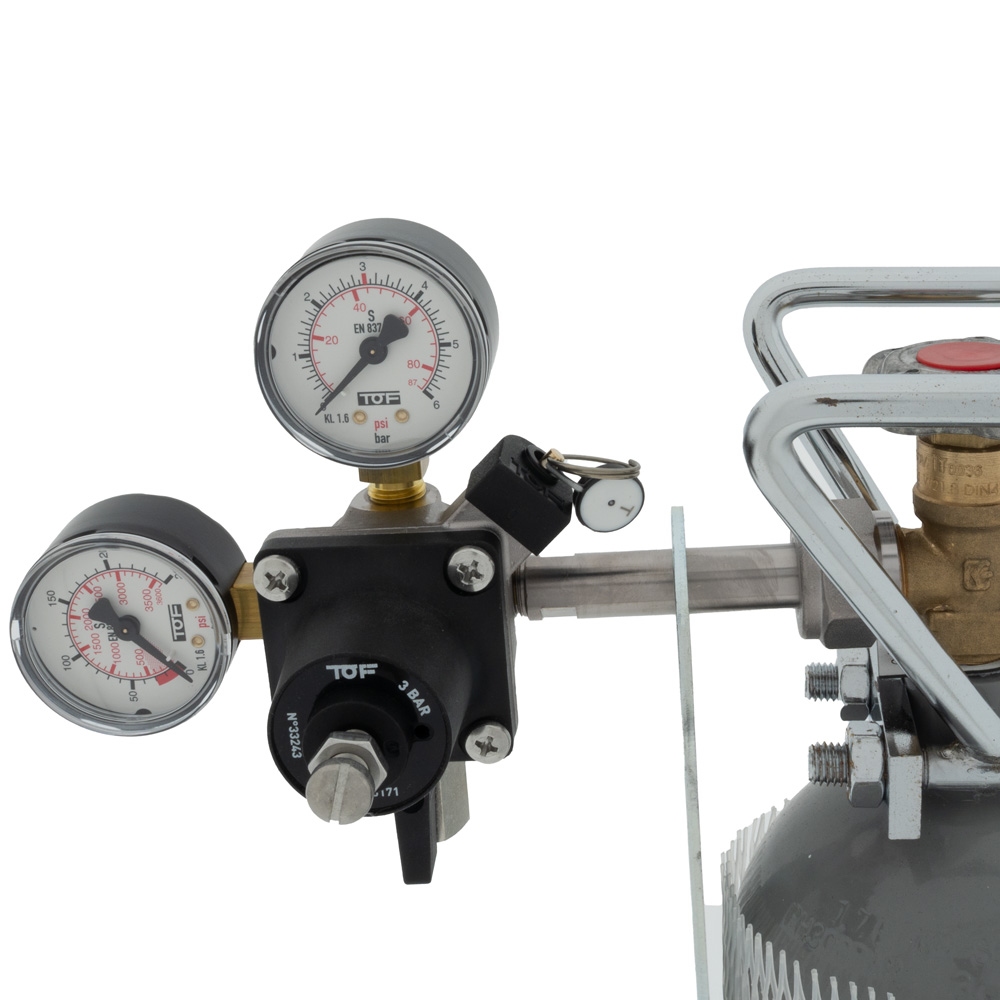 CO2-meter 0-6 bar werkdruk 3 bar 1 Uitgang 1/4 binnendraad met afsluitkraan