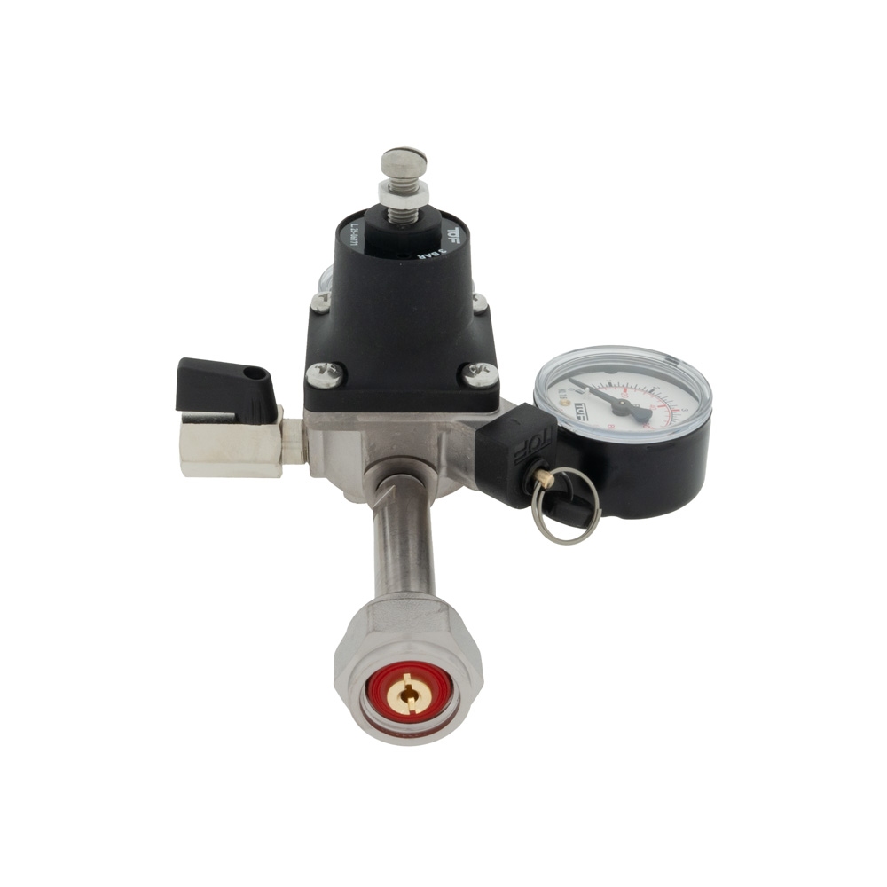 CO2-meter 0-6 bar werkdruk 3 bar 1 Uitgang 1/4 binnendraad met afsluitkraan