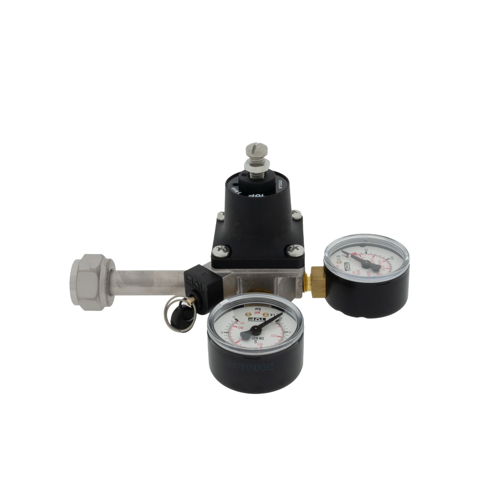 CO2-meter 0-6 bar werkdruk 3 bar 1 Uitgang 1/4 binnendraad met afsluitkraan
