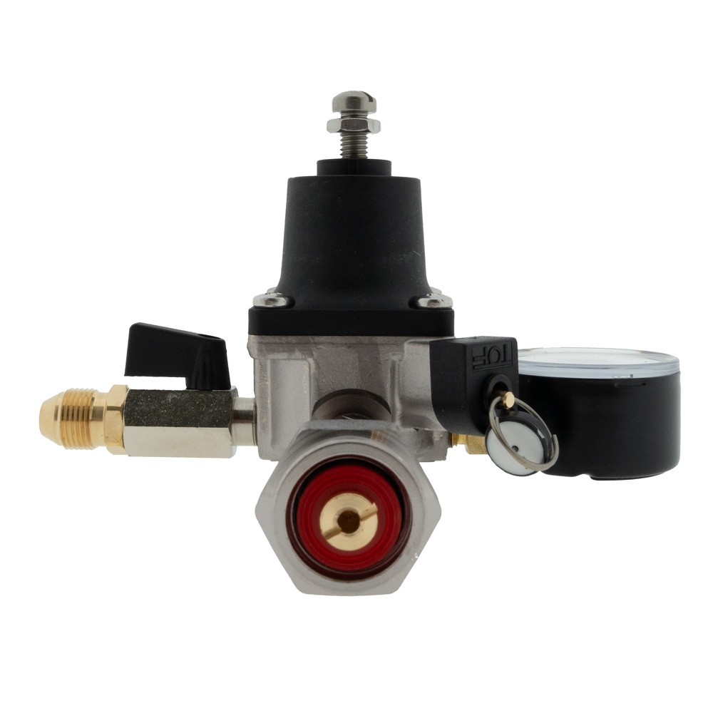 CO2-meter 0-6 bar werkdruk 3 bar 1 Uitgang 3/8 Flare buitendraad met afsluitkraan