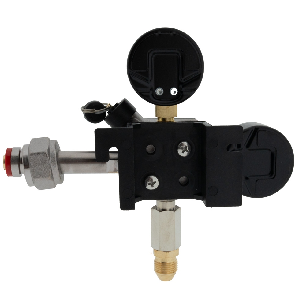CO2-meter 0-6 bar werkdruk 3 bar 1 Uitgang 3/8 Flare buitendraad met afsluitkraan