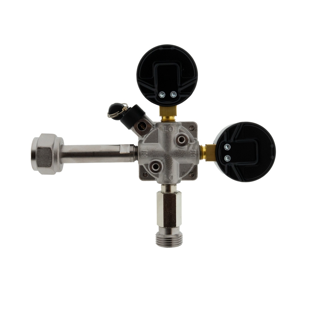 CO2-meter 0-6 bar werkdruk 3 bar 1 Uitgang 5/8 buitendraad met afsluitkraan