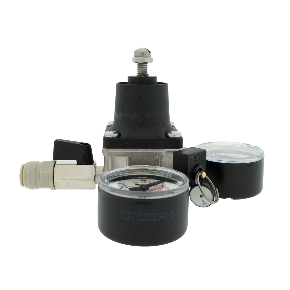 CO2-meter 0-6 bar werkdruk 4 bar 1 Uitgang JG 3/8 insteek met afsluitkraan