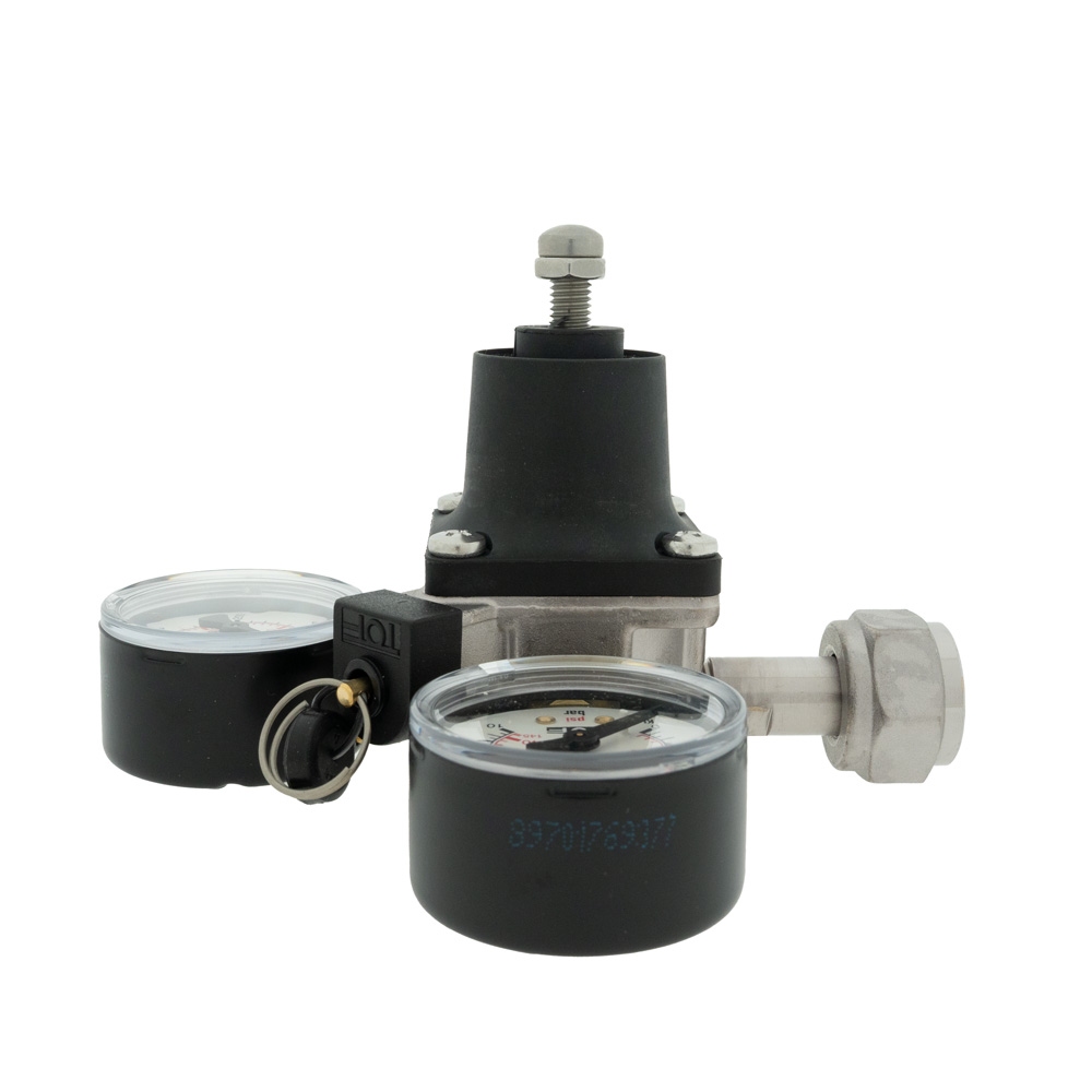 CO2-meter 0-6 bar werkdruk 4 bar 1 Uitgang JG 3/8 insteek met afsluitkraan