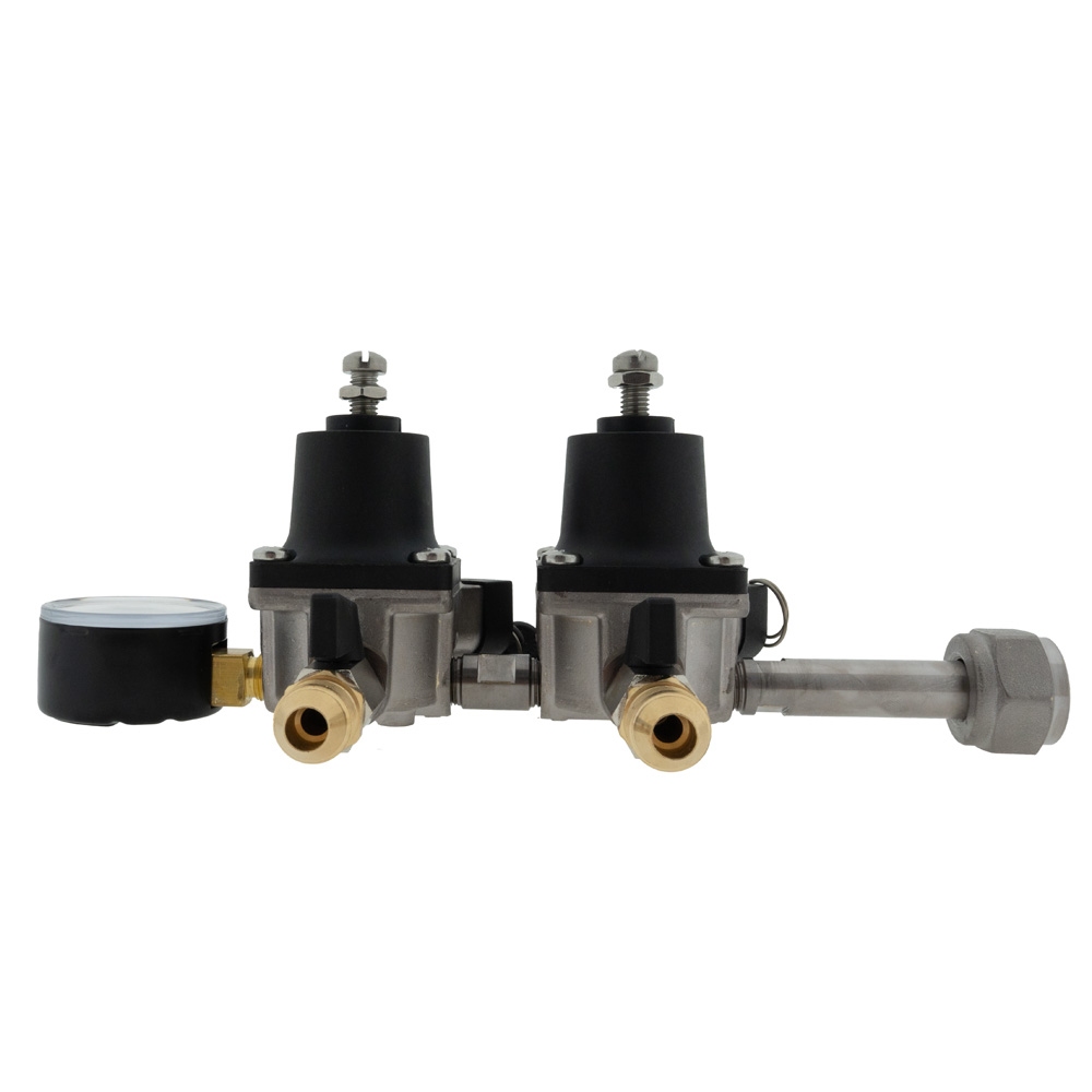 CO2-meter dubbele body 0-6 bar werkdruk 4 bar 2 uitgangen 3/8 Flare buitendraad afsluitkranen