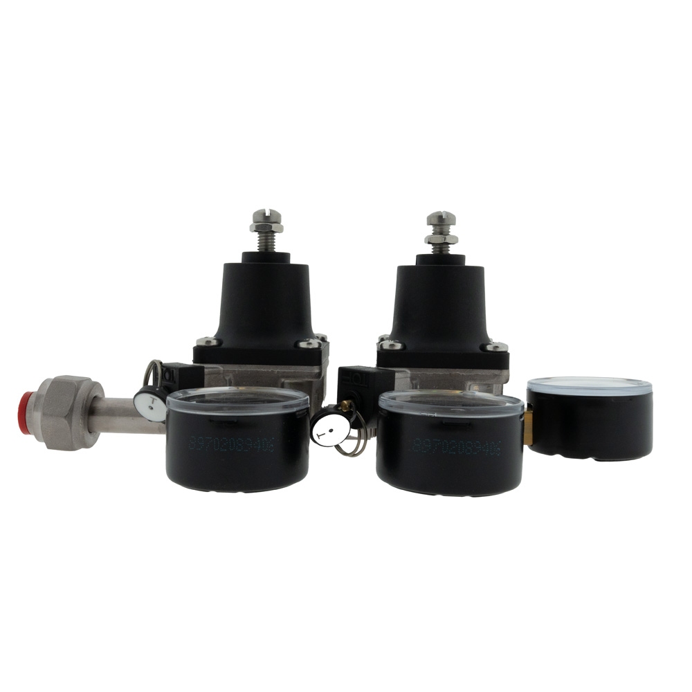 CO2-meter dubbele body 0-6 bar werkdruk 4 bar 2 uitgangen 3/8 Flare buitendraad afsluitkranen