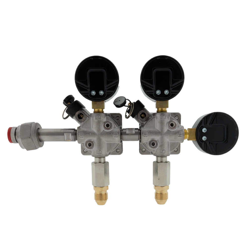 CO2-meter dubbele body 0-6 bar werkdruk 4 bar 2 uitgangen 3/8 Flare buitendraad afsluitkranen