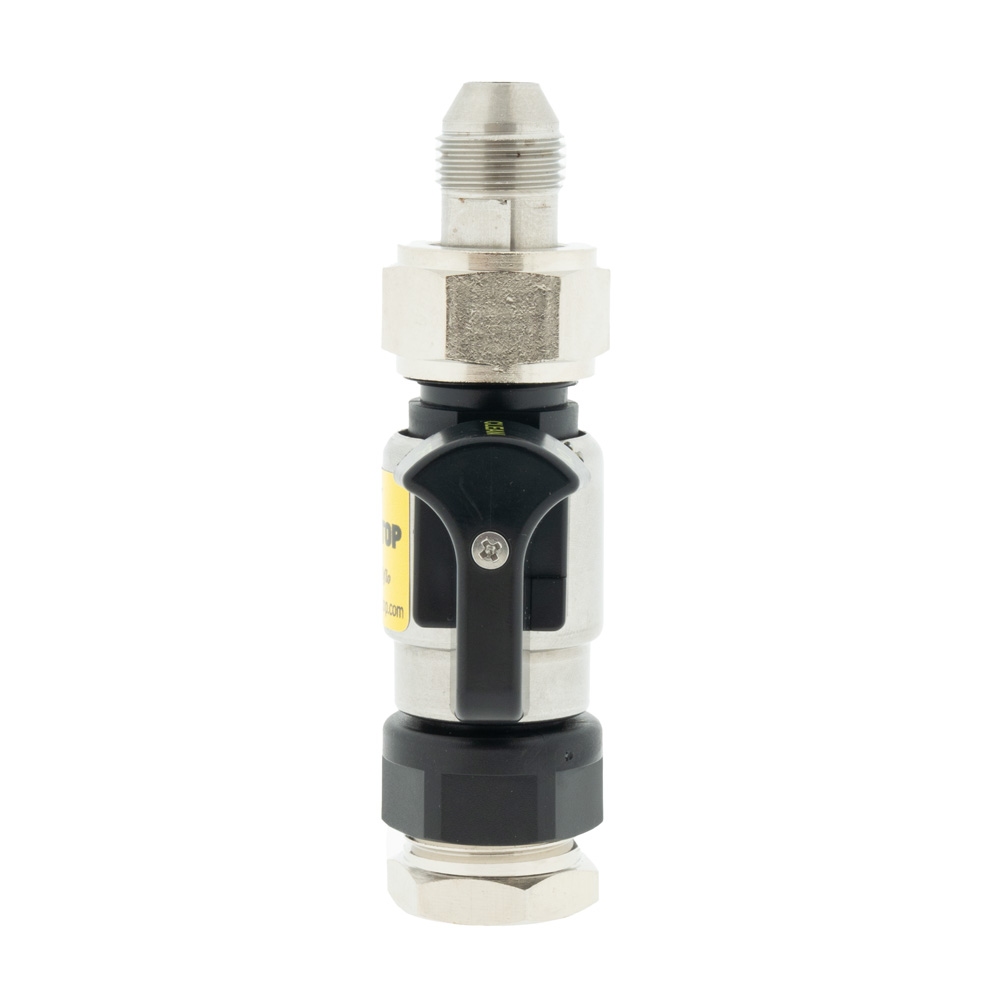 Fobstop met aansluiting 3/8 flare uitgang en 3/8 flare binnen