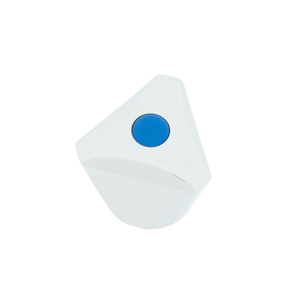 Knop chroom 2 stuks met 1 x blauwe en 1 rode afdicht dop