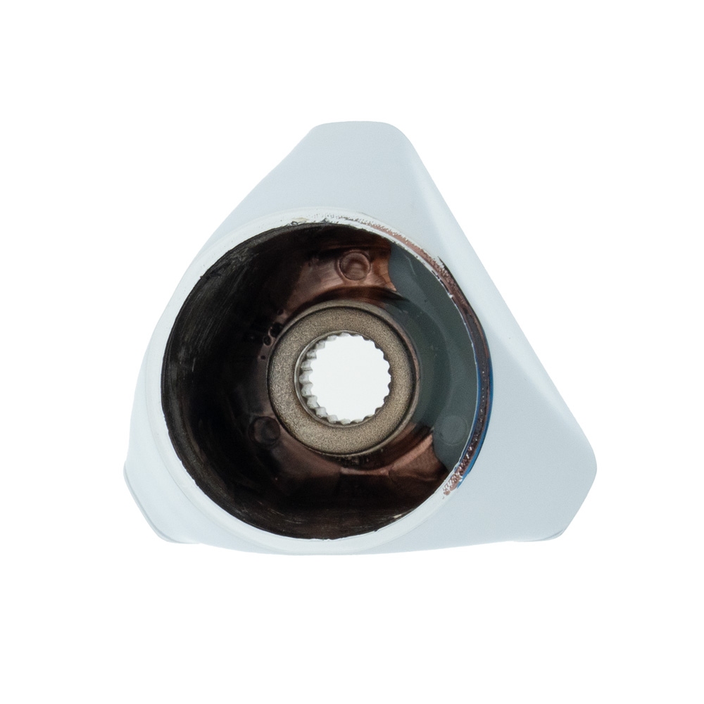 Knop chroom 2 stuks met 2 x blauwe en 1 rode afdicht dop