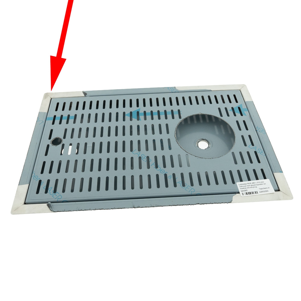 Lekbakje RVS 480 x 313 mm inbouw met glazenspoeler Schade Zie fotos