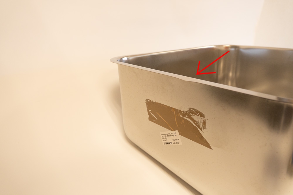 Spoelbak inlas LCL-2022 RVS 450 x 450 x 250 mm diep