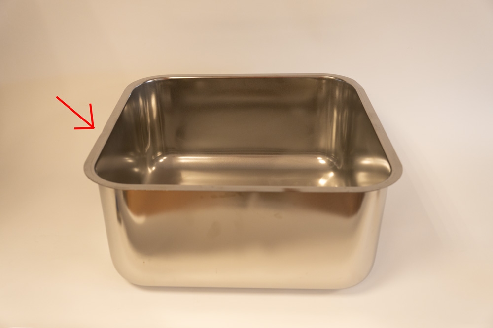 Spoelbak inlas LCL-2022 RVS 450 x 450 x 250 mm diep