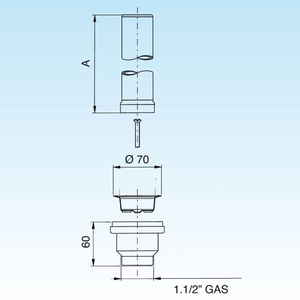 Standbuis 170 mm met afvoerplug 50 mm