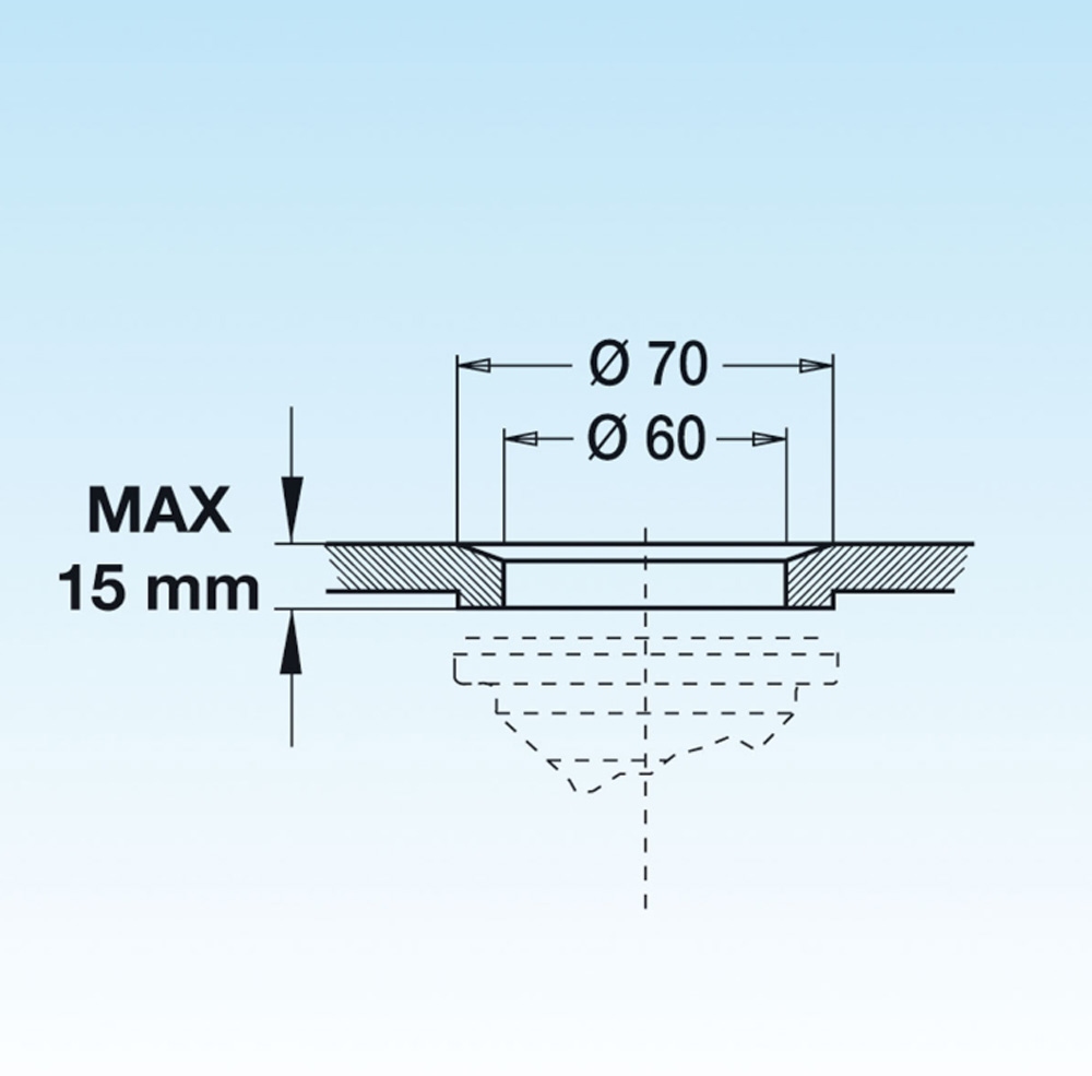 Standbuis 170 mm met afvoerplug 50 mm