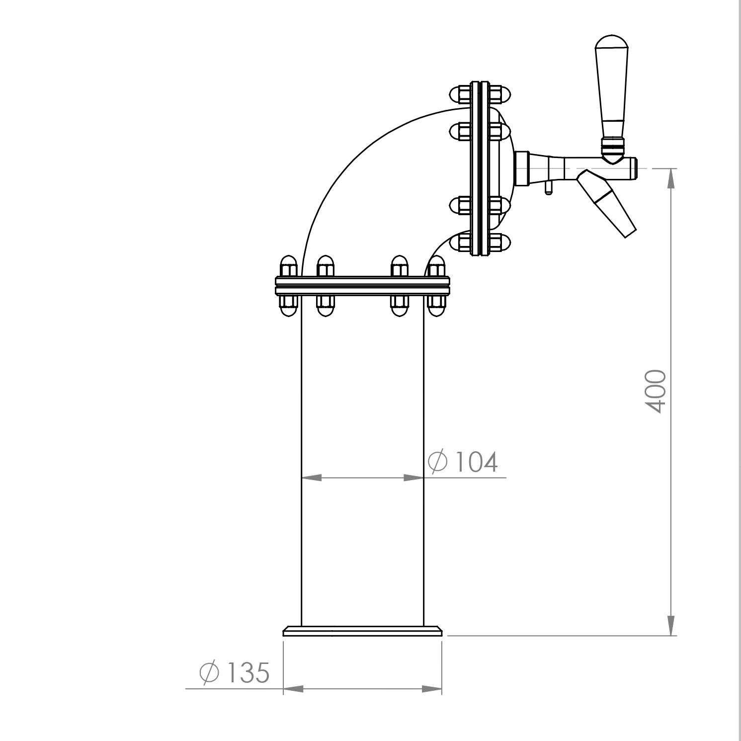 Tapzuil Industrial J ø 104 mm 2-kraans diverse uitvoeringen