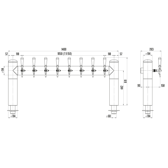 Tower Coldbridge H inclusief 8 compensator tapkranen