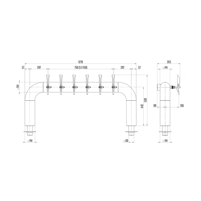 Tower Coldbridge U inclusief 6 Lindr compensator tapkranen