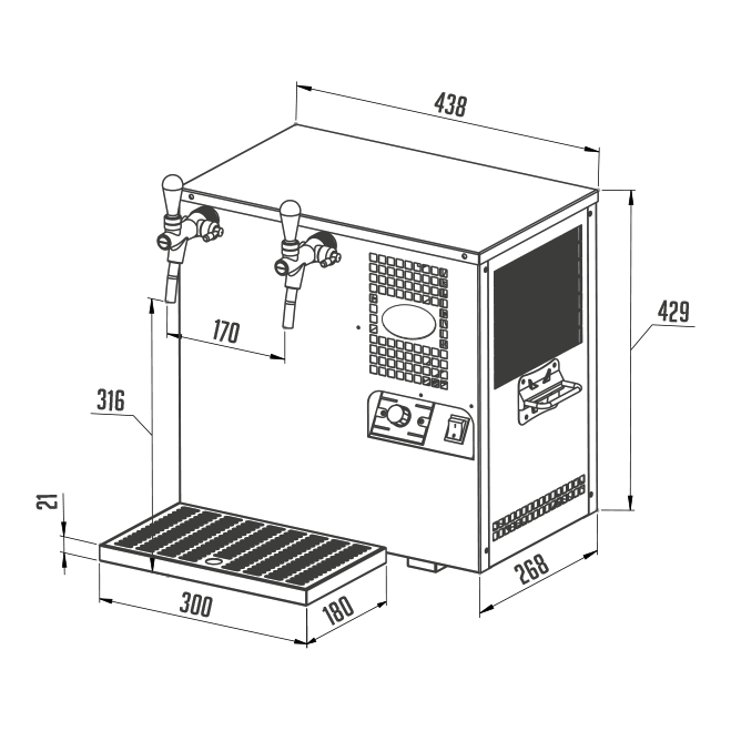 Watertap Soda AS 45 2-kraans voor bubbels en platwater water