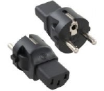 Stroomadapter C13 (V) - Schuko CEE 7/7 (M) / zwart verloop