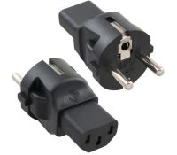 Stroom adapter C13 (v) - Schuko CEE 7/7 (m) / zwart verloop
